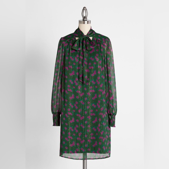 ModCloth Rose Print 70’s retro dress - Picture 8 of 9